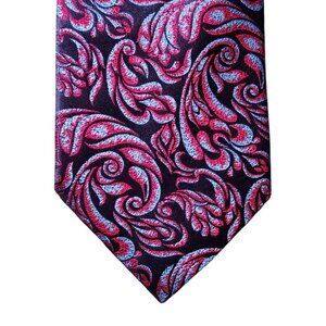 Charvet Place Vendome Necktie Tie Mens Black Red Blue Floral Silk Made in France